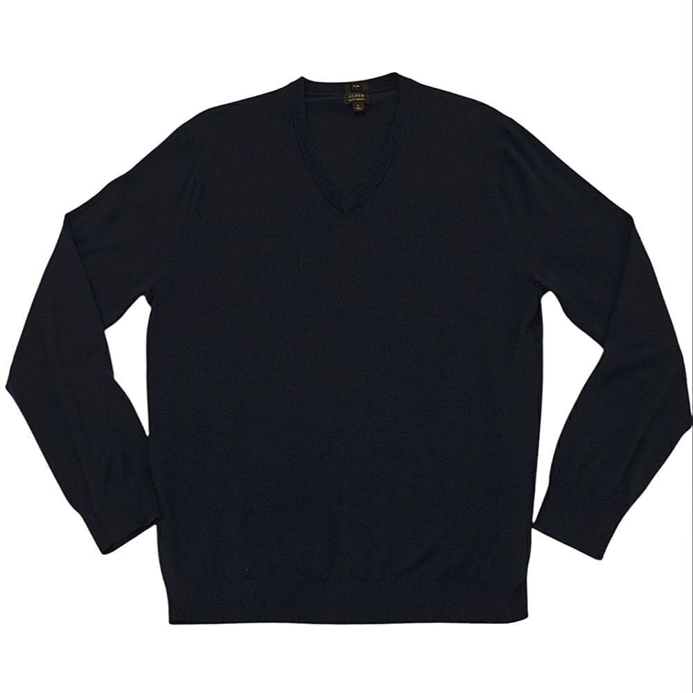 J CREW DARK BLUE 100% MERINO WOOL SLIM FIT SWEATER SIZE L